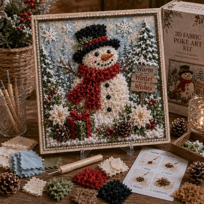 No-Sew Holiday Fabric Poke-Art Set with Pre-Punched Display Board