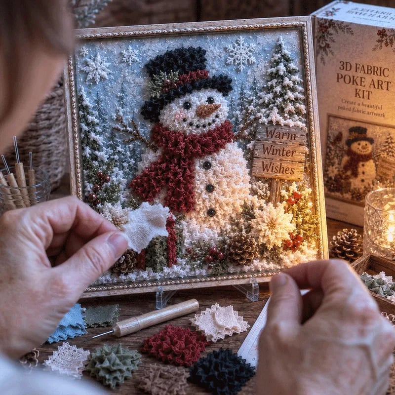 No-Sew Holiday Fabric Poke-Art Set with Pre-Punched Display Board