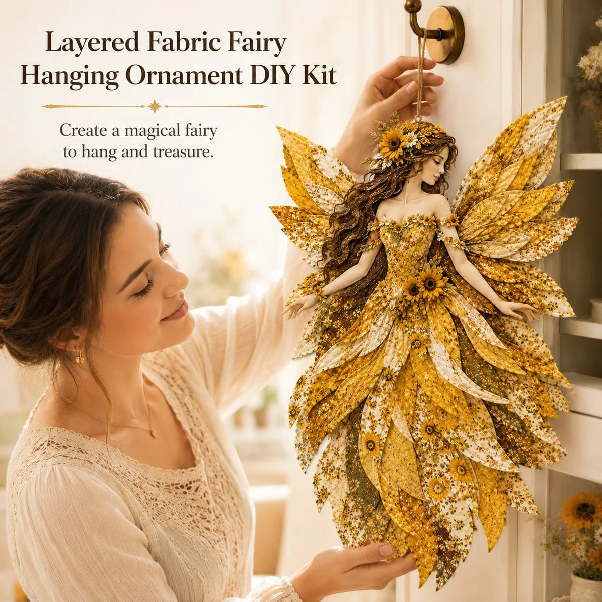 Layered Floral-Wing Fairy Patchwork Set for Handmade Wall Art