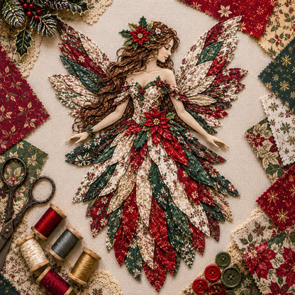 Layered Floral-Wing Fairy Patchwork Set for Handmade Wall Art