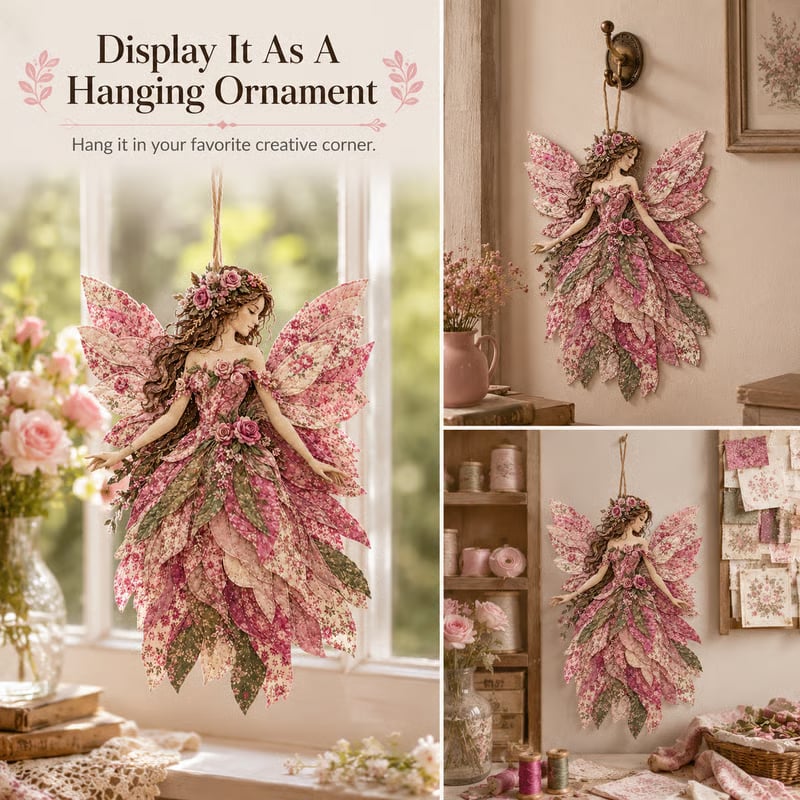 Layered Floral-Wing Fairy Patchwork Set for Handmade Wall Art