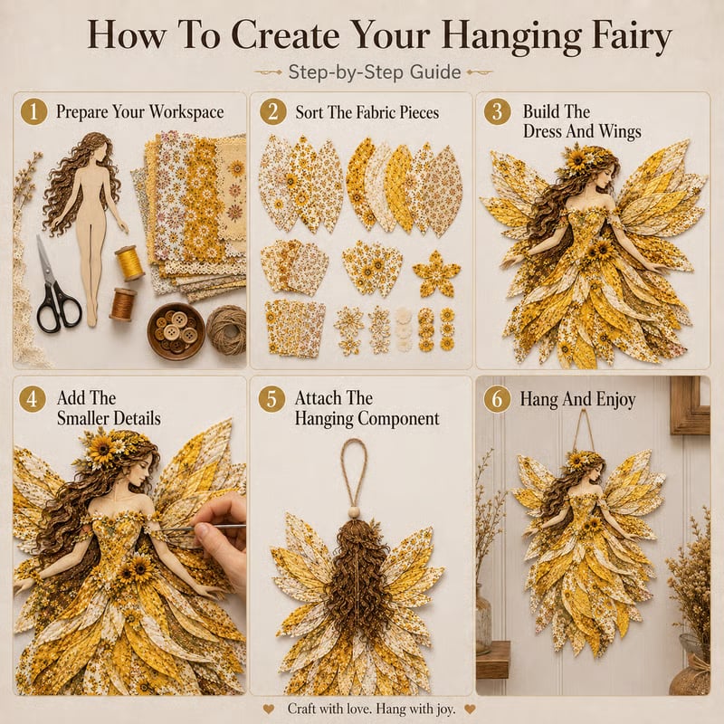 Layered Floral-Wing Fairy Patchwork Set for Handmade Wall Art