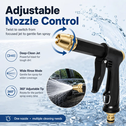 Portable High-Pressure Sprayer with an Adjustable Car and Garden Nozzle