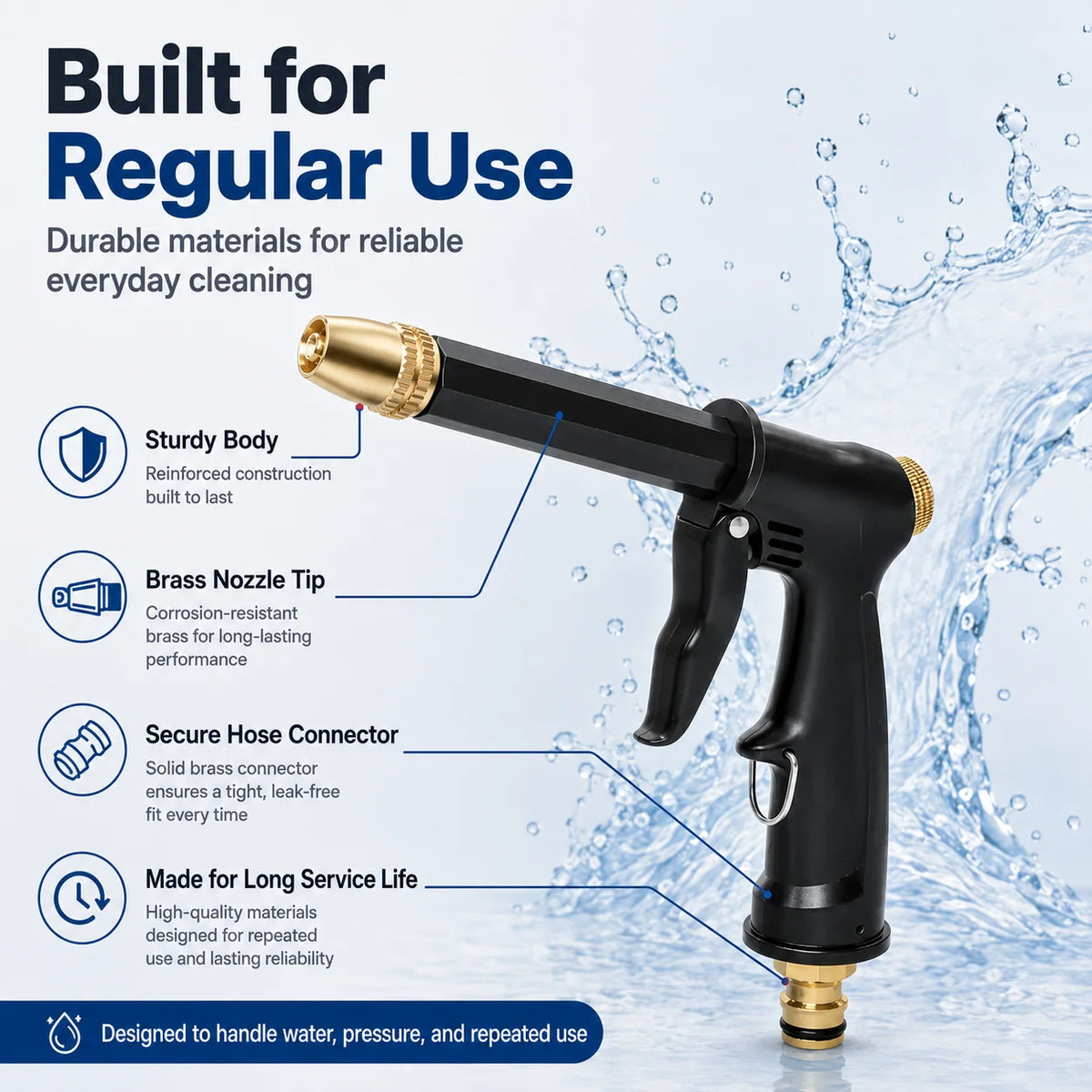 Portable High-Pressure Sprayer with an Adjustable Car and Garden Nozzle