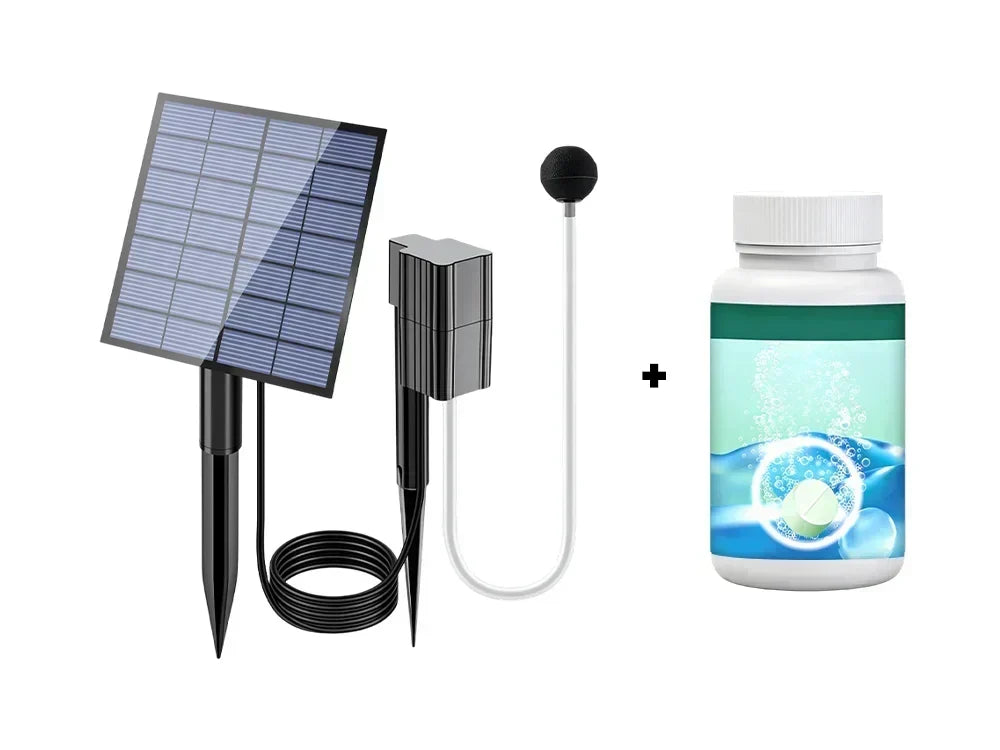 Outdoor Solar Powered Pond Aerator Air Pump – wire- easy