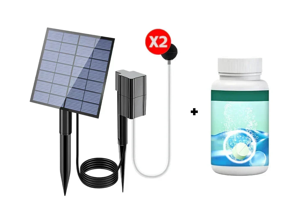 Outdoor Solar Powered Pond Aerator Air Pump – wire- easy