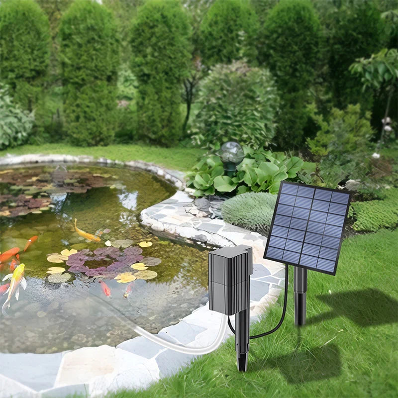 Outdoor Solar Powered Pond Aerator Air Pump – wire- easy