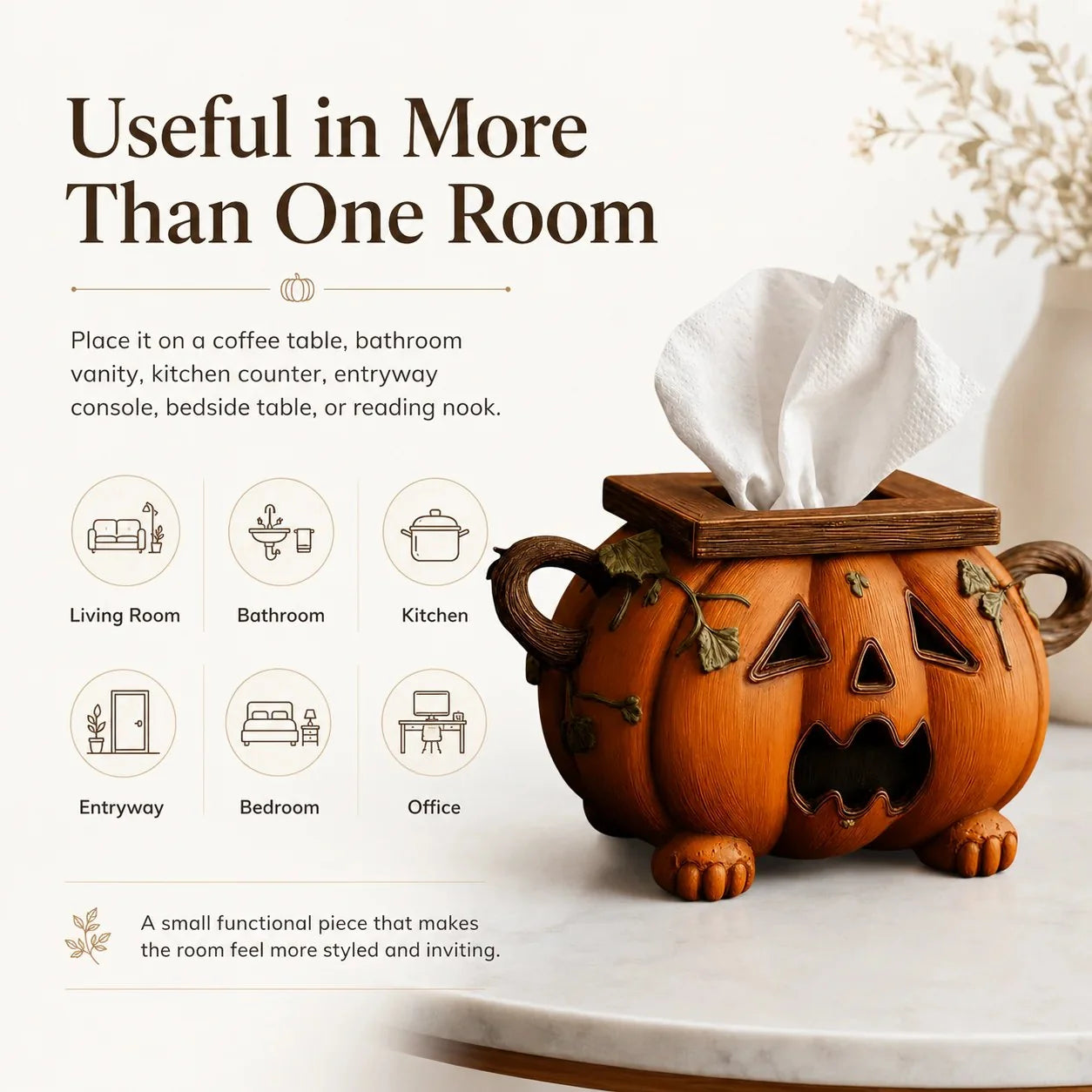 Purpose-Built Pumpkin Tissue Box Cover for Everyday Use