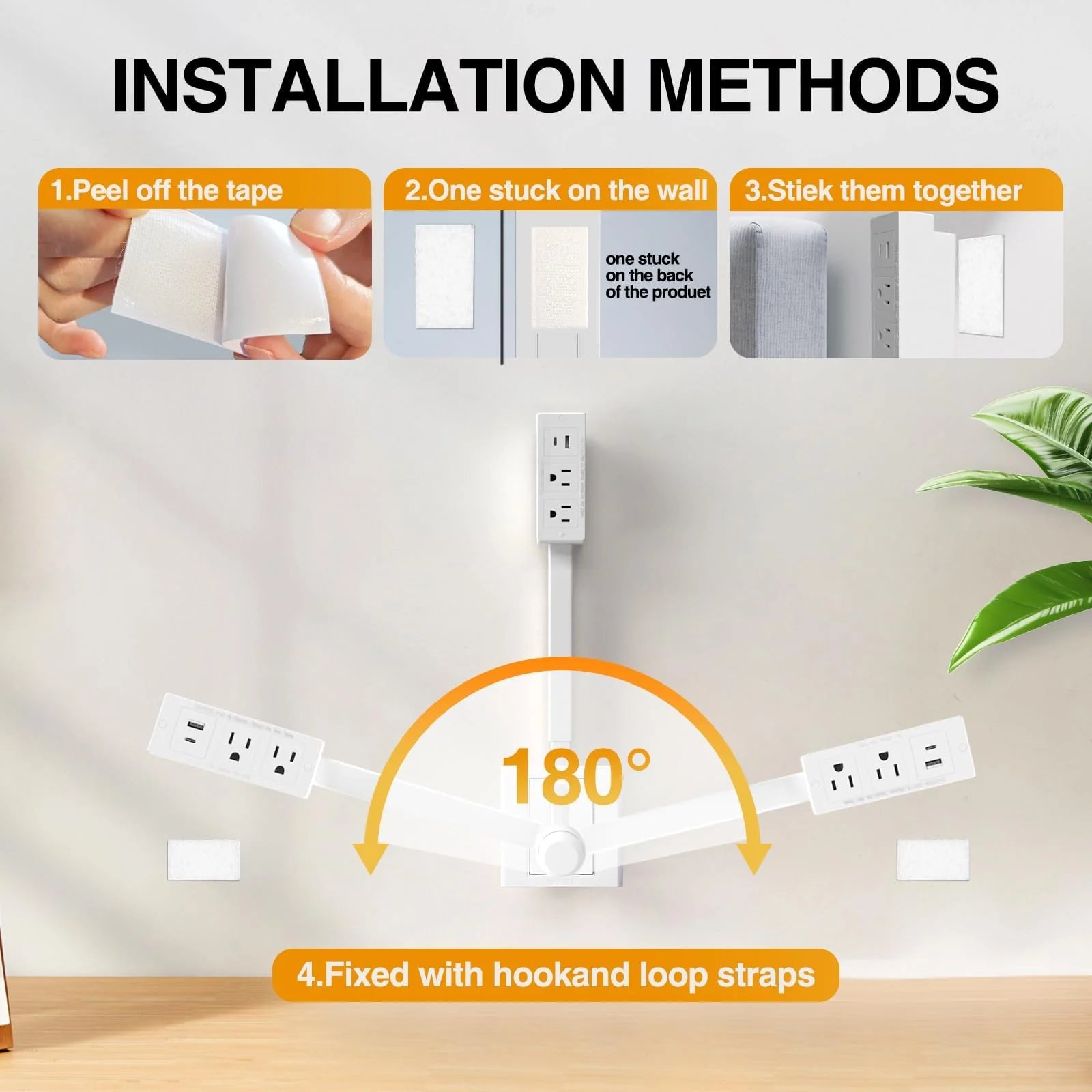 Adjustable Outlet Extender with USB Charging
