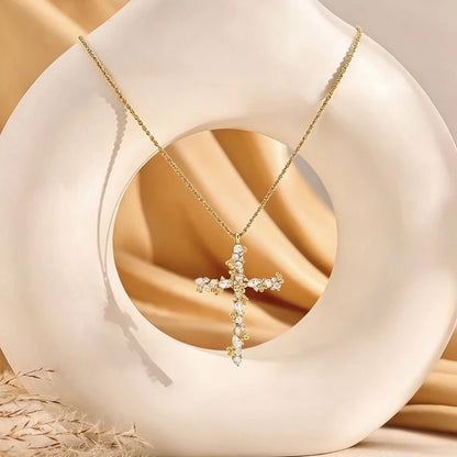 Pet-Friendly Radiant Cross Necklace – Twisted Chain, Petal