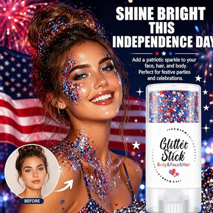 Mess-Free Red, White & Blue Patriotic Glitter Body Stick