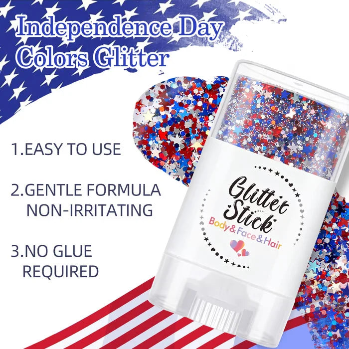 Mess-Free Red, White & Blue Patriotic Glitter Body Stick