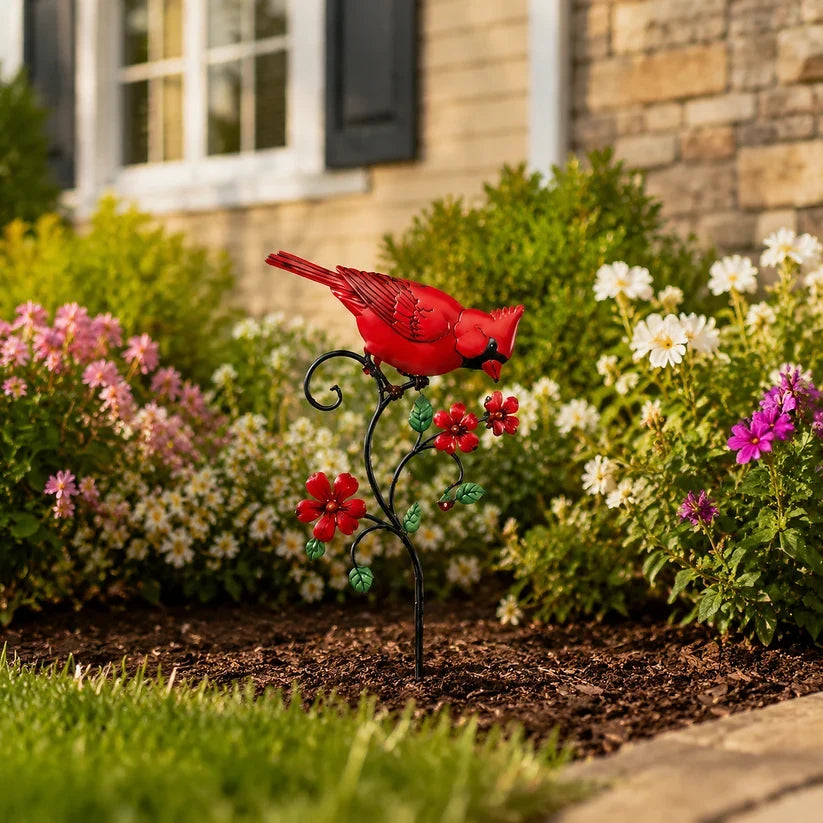 Outdoor Red Cardinal Garden Stake Decoration for Garden Display