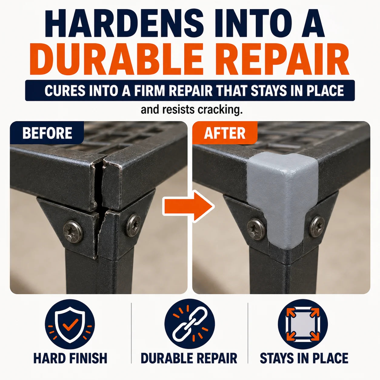 Steel-Reinforced Repair Putty for Four Common Materials