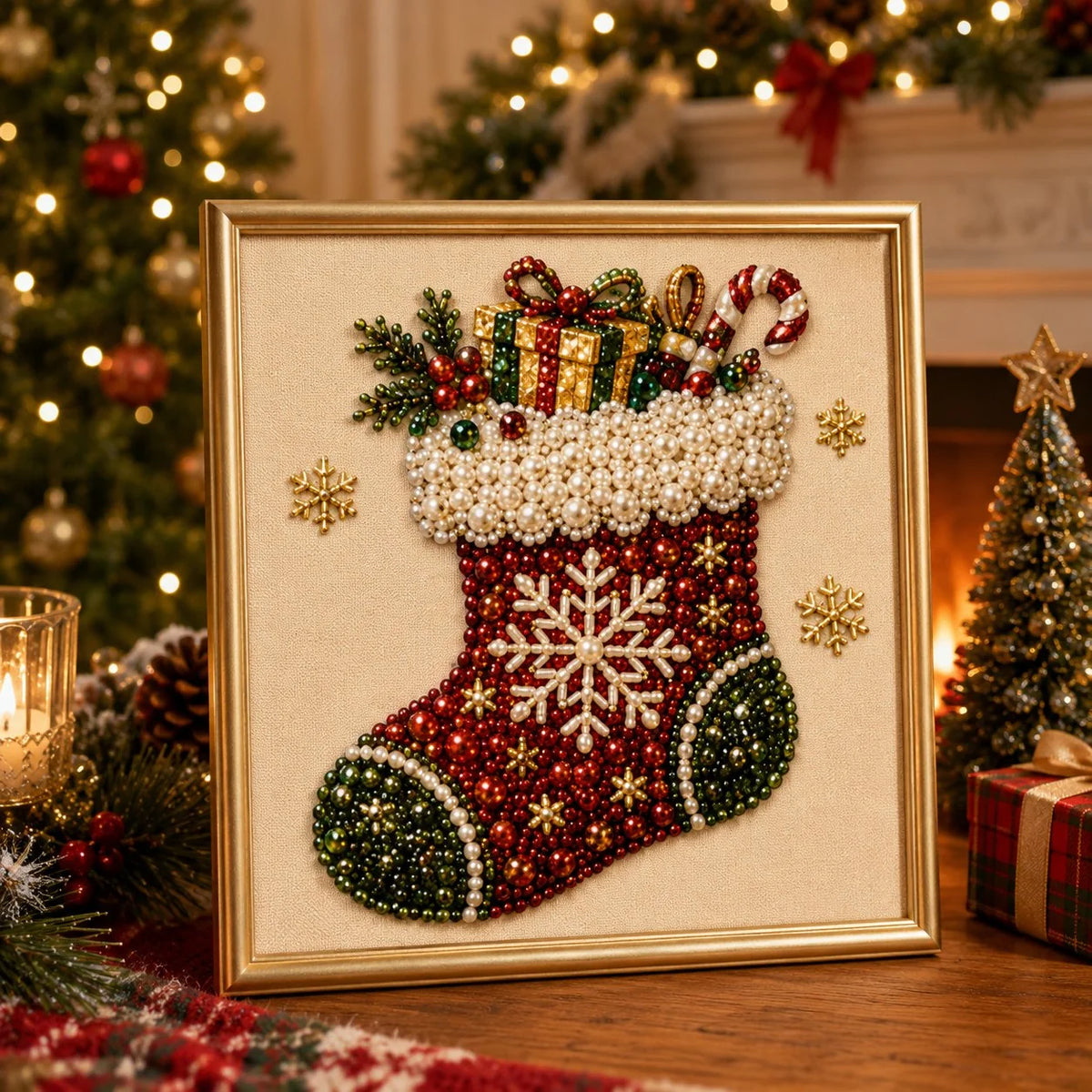Beginner Christmas Pearl Mosaic Kit for Relaxing Holiday Crafting