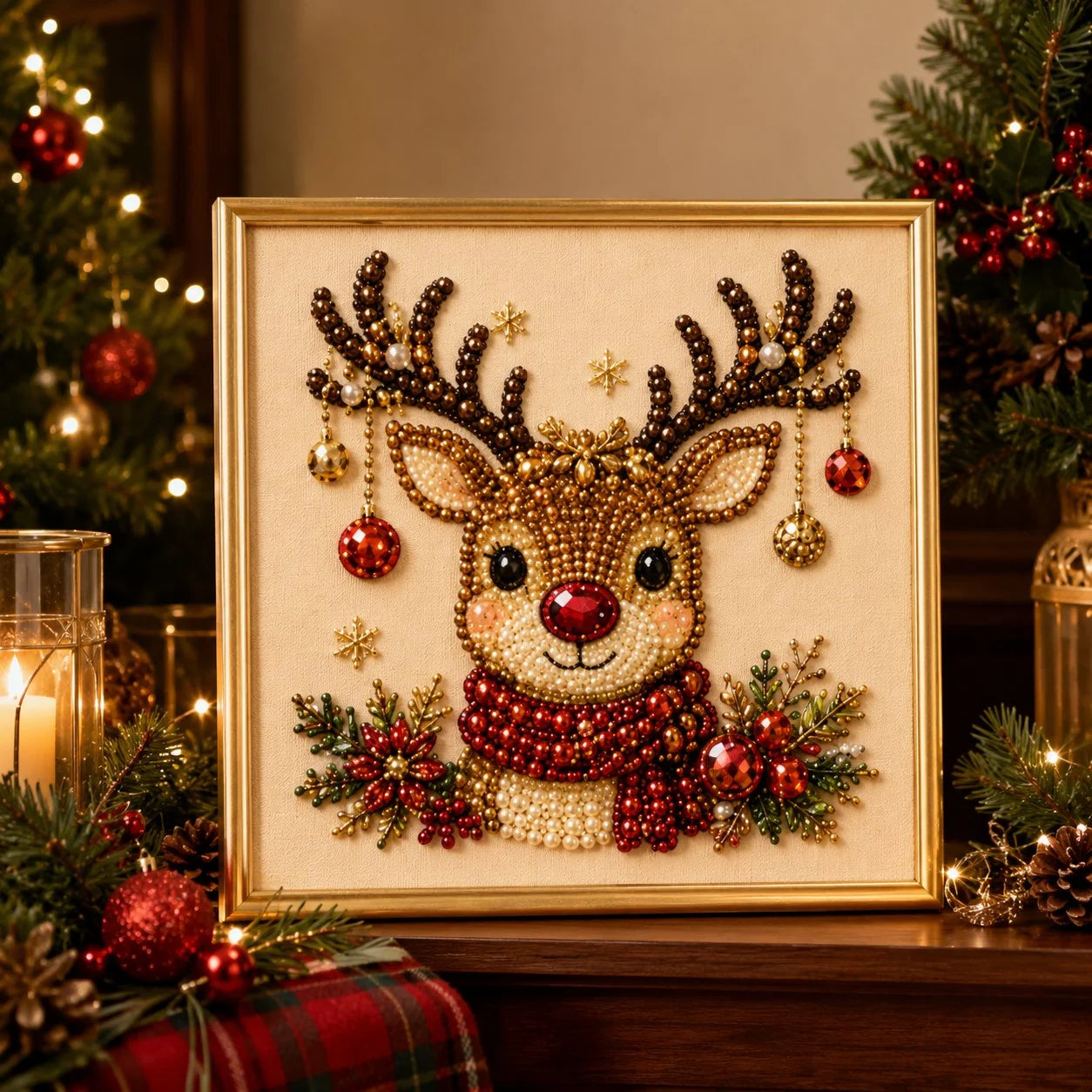 Beginner Christmas Pearl Mosaic Kit for Relaxing Holiday Crafting