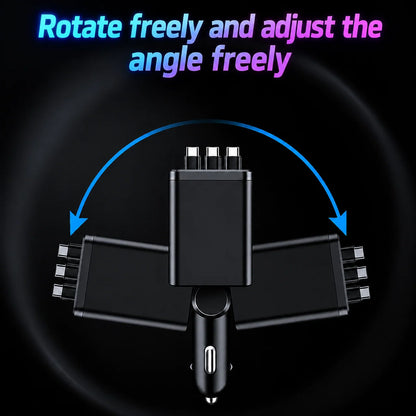 Vehicle-Ready 7-in-1 Retractable Car Charger 120W – Built-In Cables