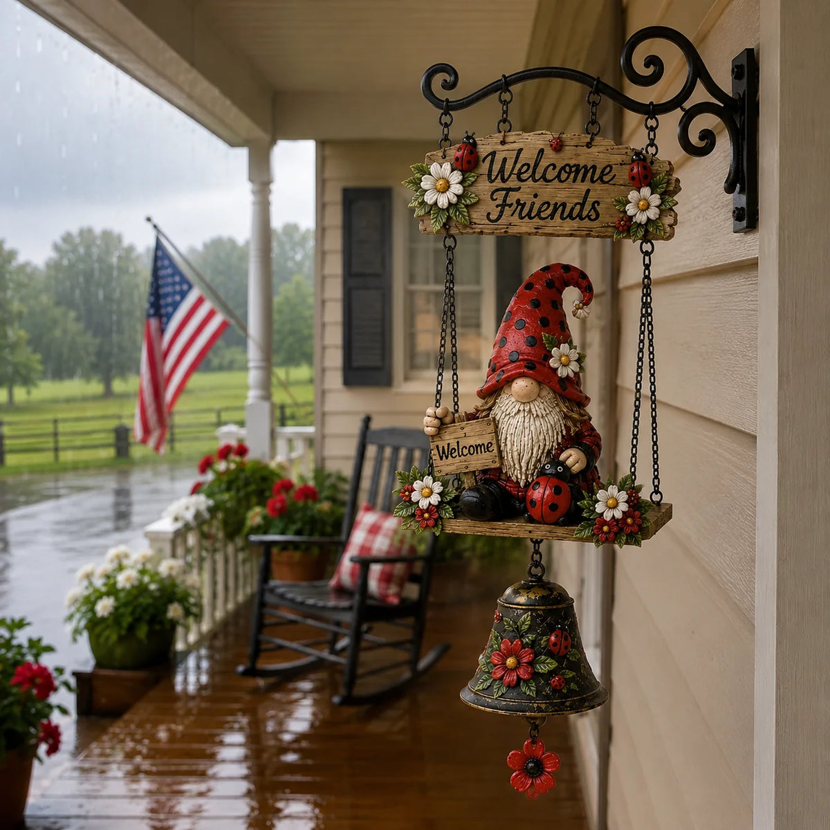 Outdoor Rustic Garden Gnome Bell Outdoor Decor for Garden Display