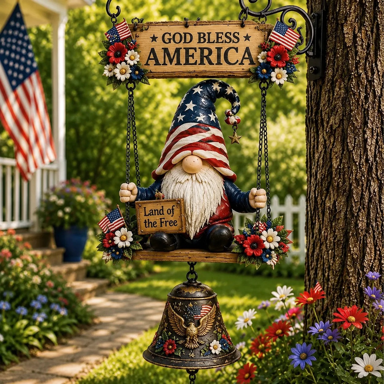 Outdoor Rustic Garden Gnome Bell Outdoor Decor for Garden Display