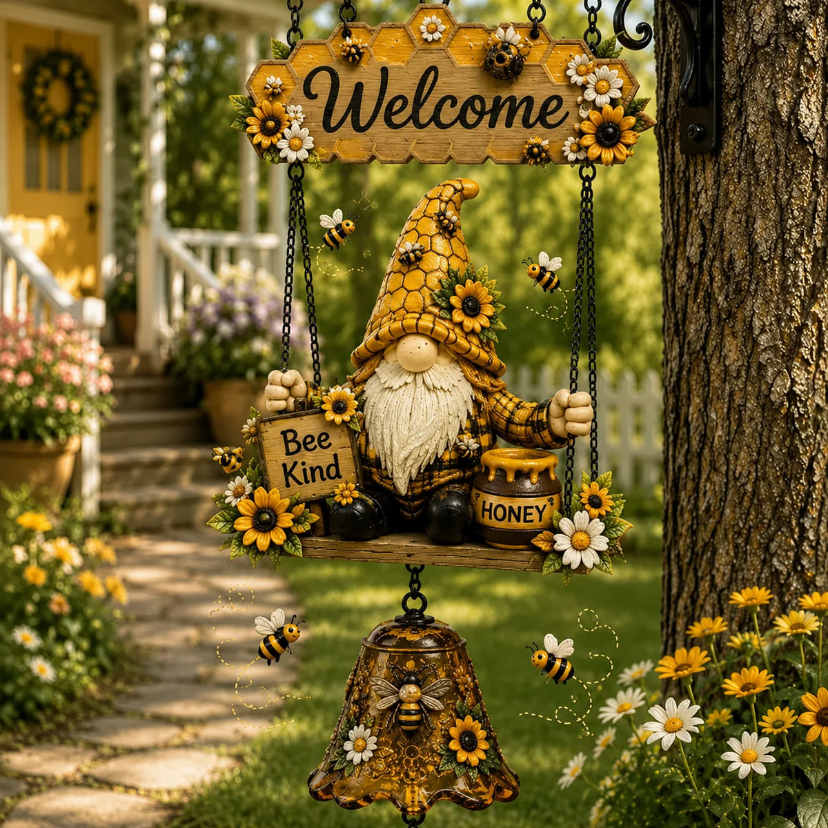 Outdoor Rustic Garden Gnome Bell Outdoor Decor for Garden Display
