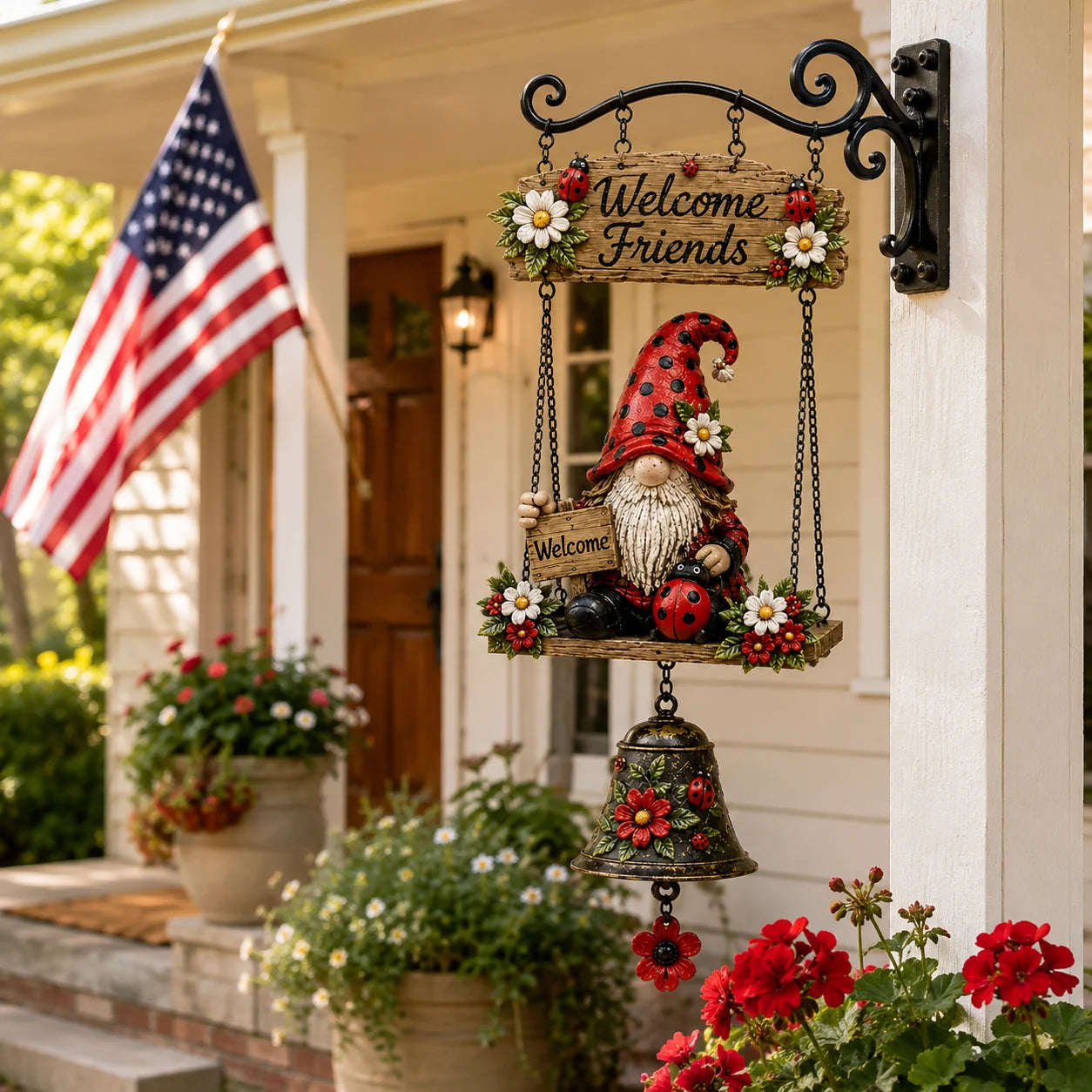 Outdoor Rustic Garden Gnome Bell Outdoor Decor for Garden Display