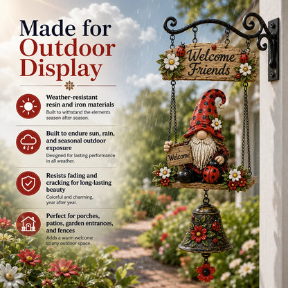 Outdoor Rustic Garden Gnome Bell Outdoor Decor for Garden Display