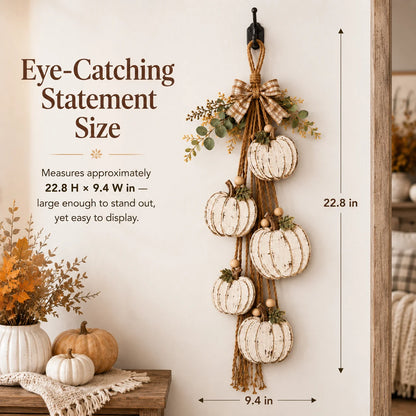 Purpose-Built Rustic White Pumpkin Hanging Swag – 5-Pumpkin Fall Wall
