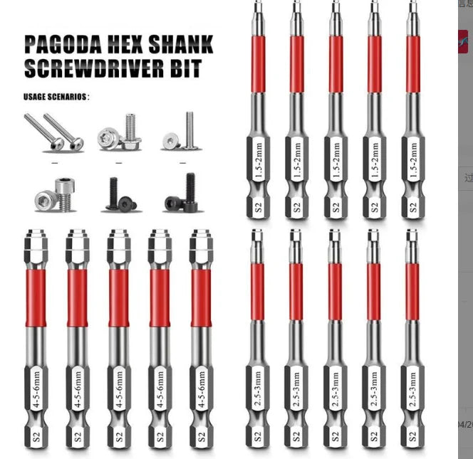 Magnetic S2 Steel Hex Bit Set for Power Tools