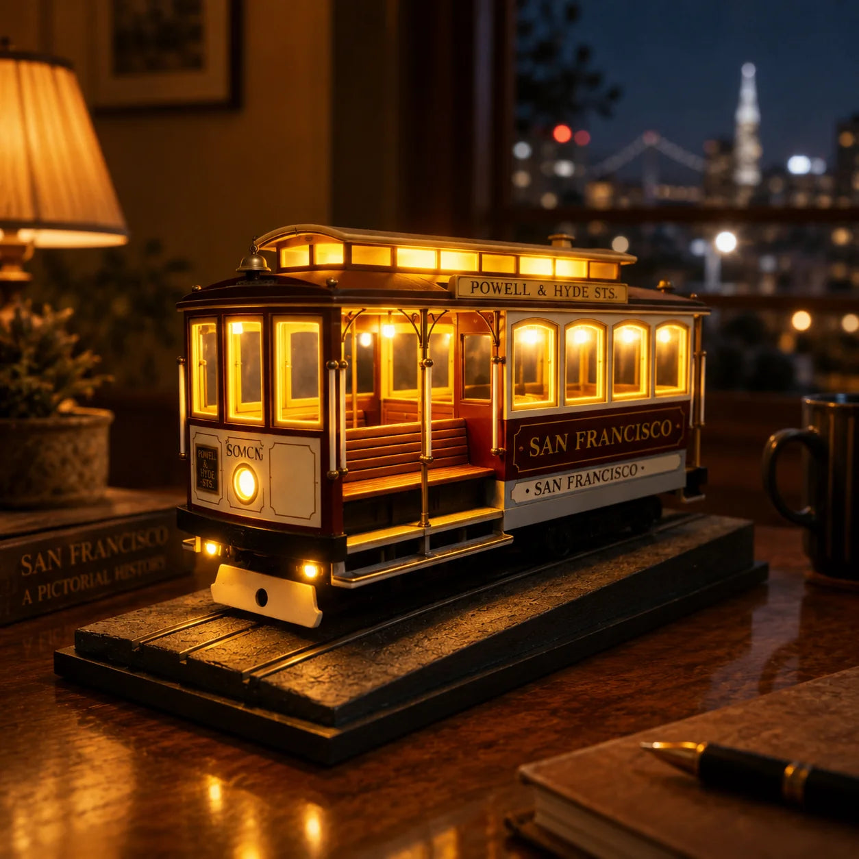 Vehicle-Ready San Francisco Cable Car Lamp for Garage Use