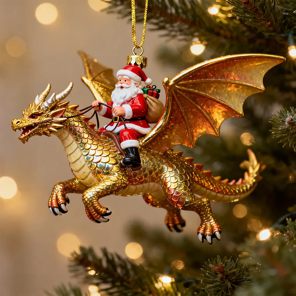 Purpose-Built Santa’s Dragon Riders Ornament