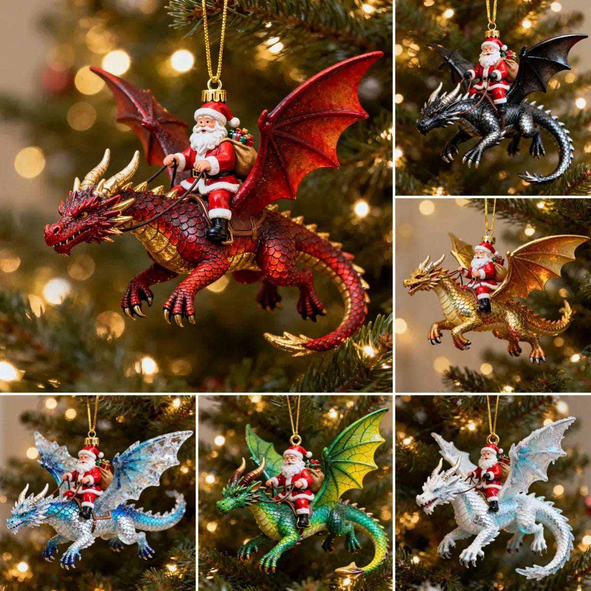 Purpose-Built Santa’s Dragon Riders Ornament