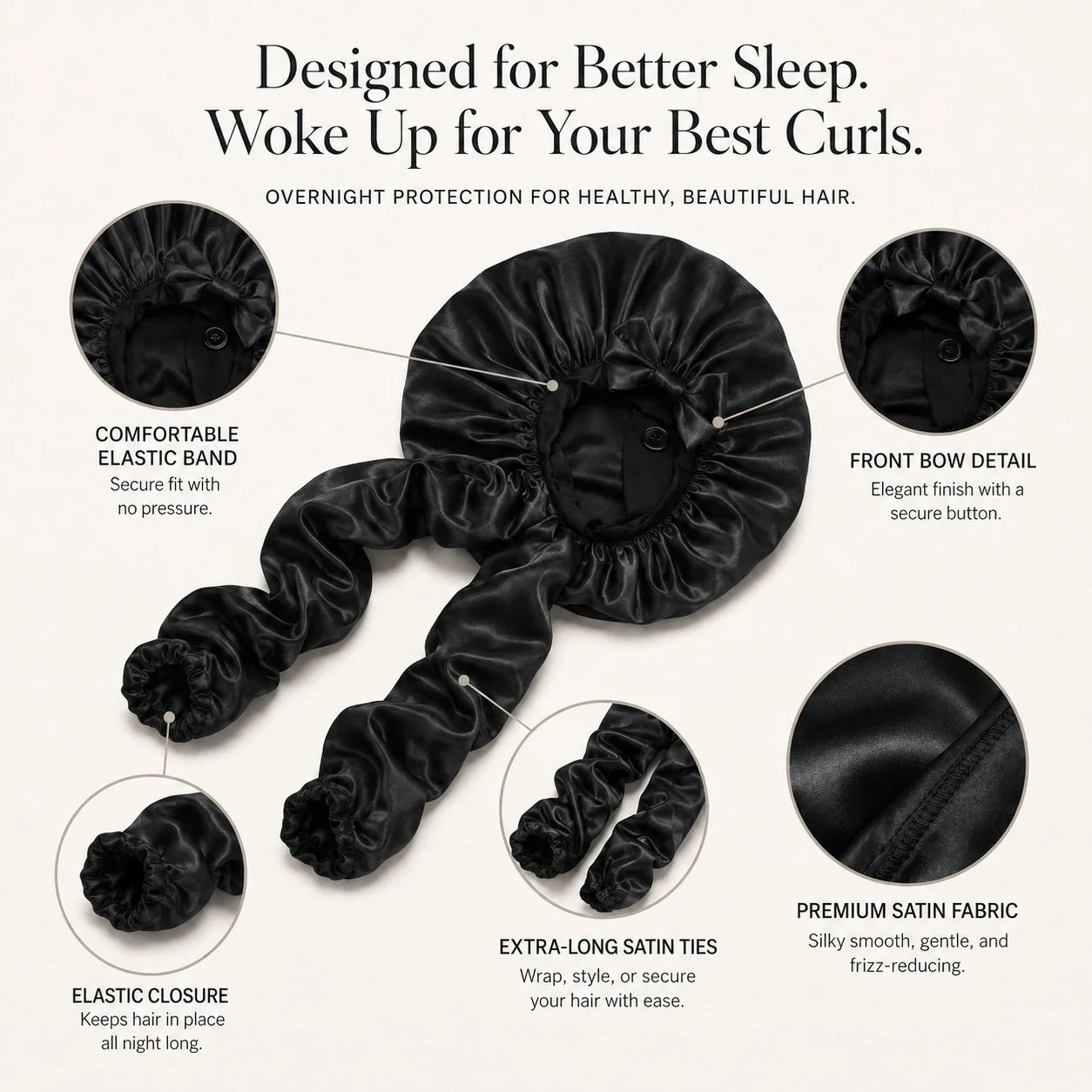 Purpose-Built Silk Bonnet for Long Curly Hair for Everyday Use