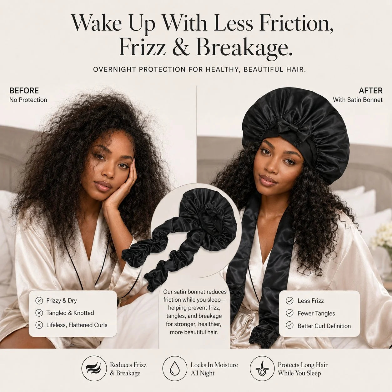 Purpose-Built Silk Bonnet for Long Curly Hair for Everyday Use