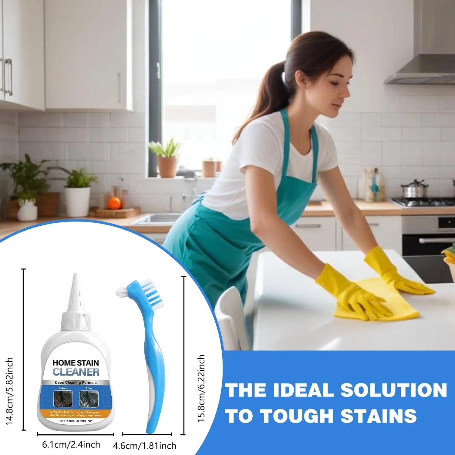 Mildew Stain Remover Gel with Scrub Brush for Seals and Grout