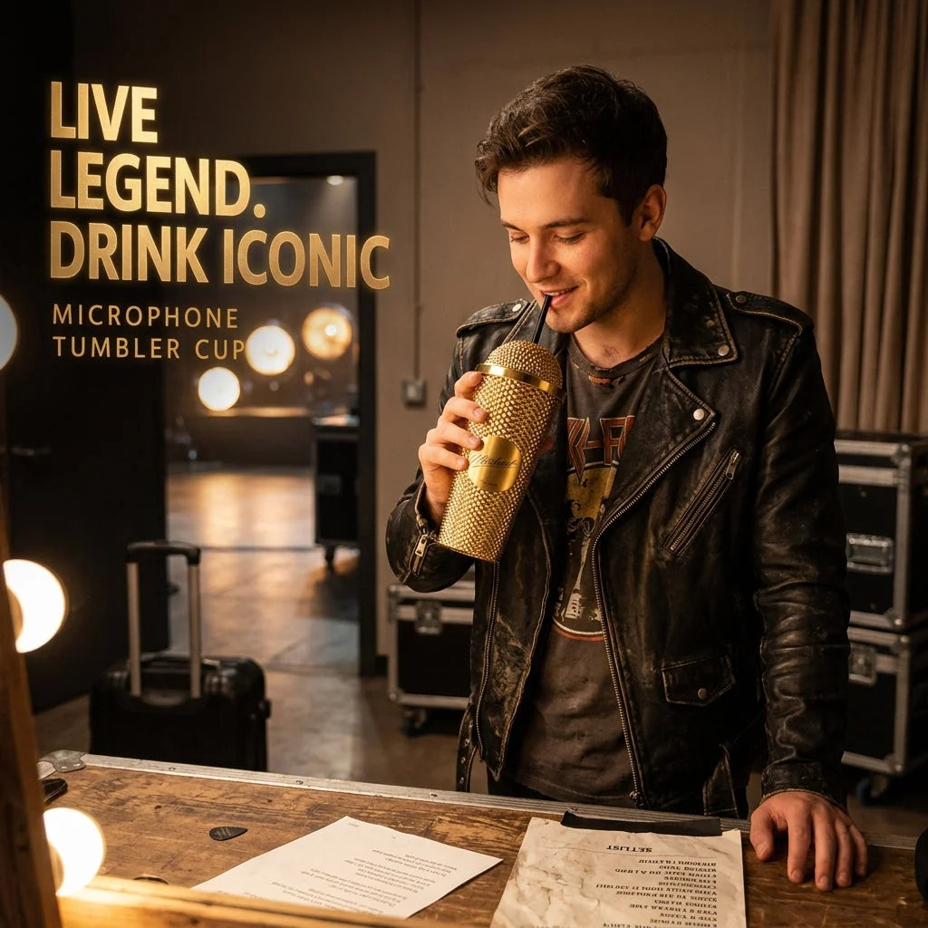 Purpose-Built Superstar Microphone-Shaped Tumbler – Unique Gold &