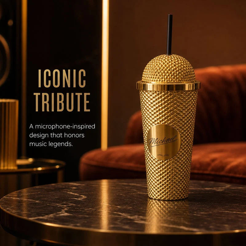 Purpose-Built Superstar Microphone-Shaped Tumbler – Unique Gold &