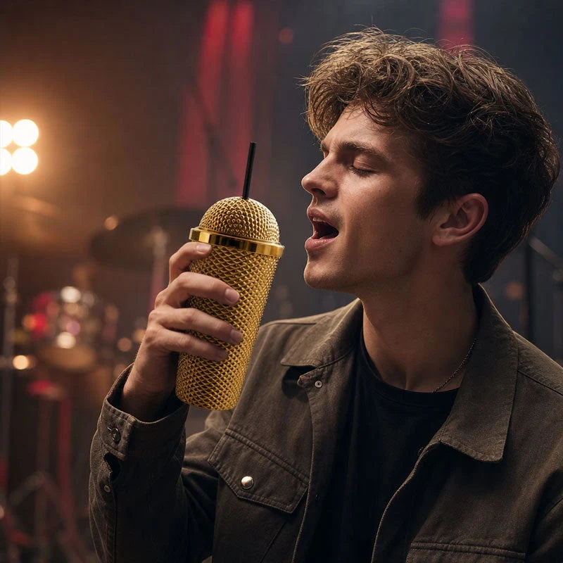 Purpose-Built Superstar Microphone-Shaped Tumbler – Unique Gold &