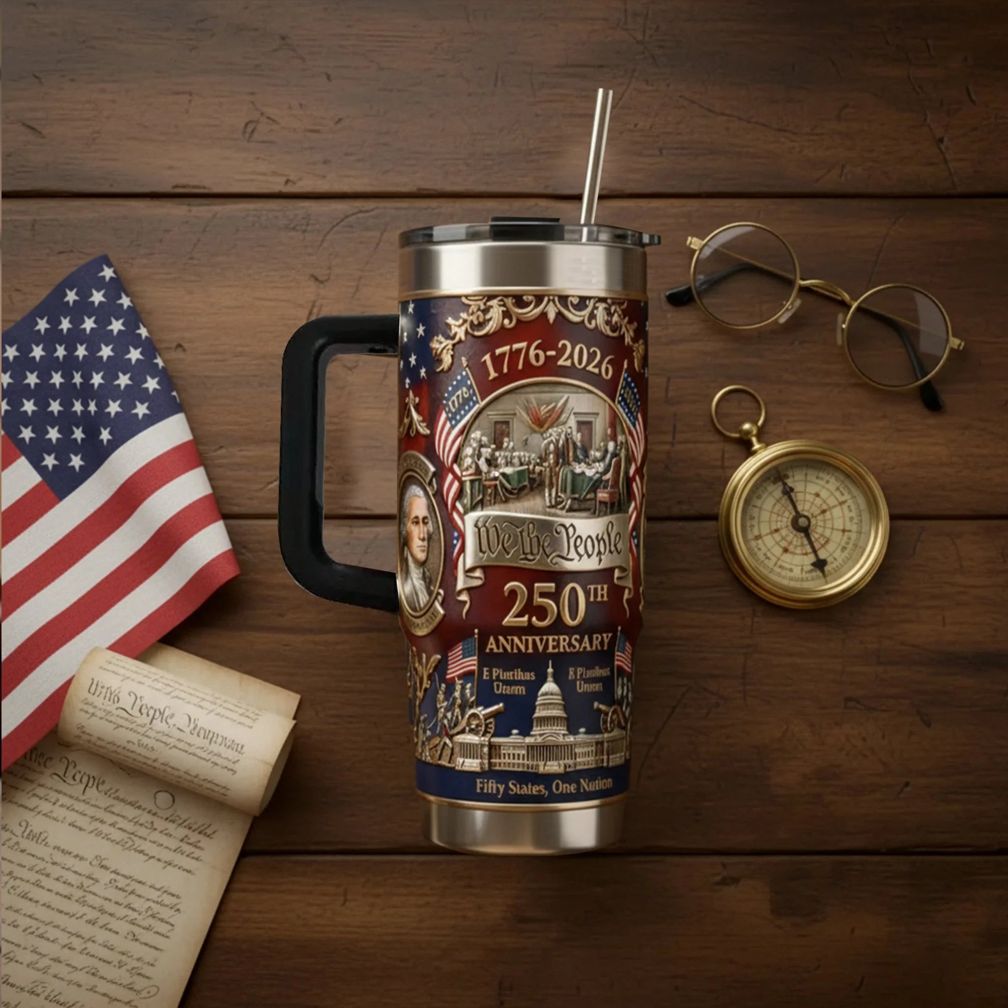 1776–2026 U.S. 250th Anniversary Commemorative Travel Tumbler