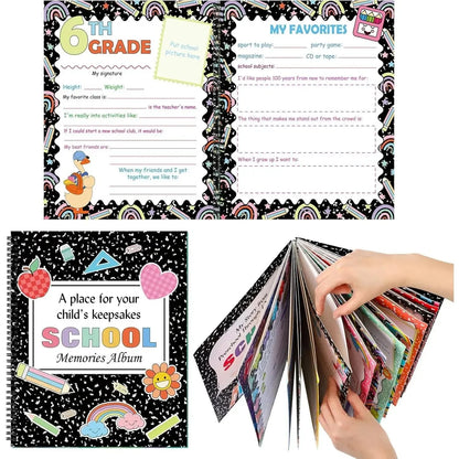 Kids' 13-Year School Memory Album with 14 Pockets and 34 Pages