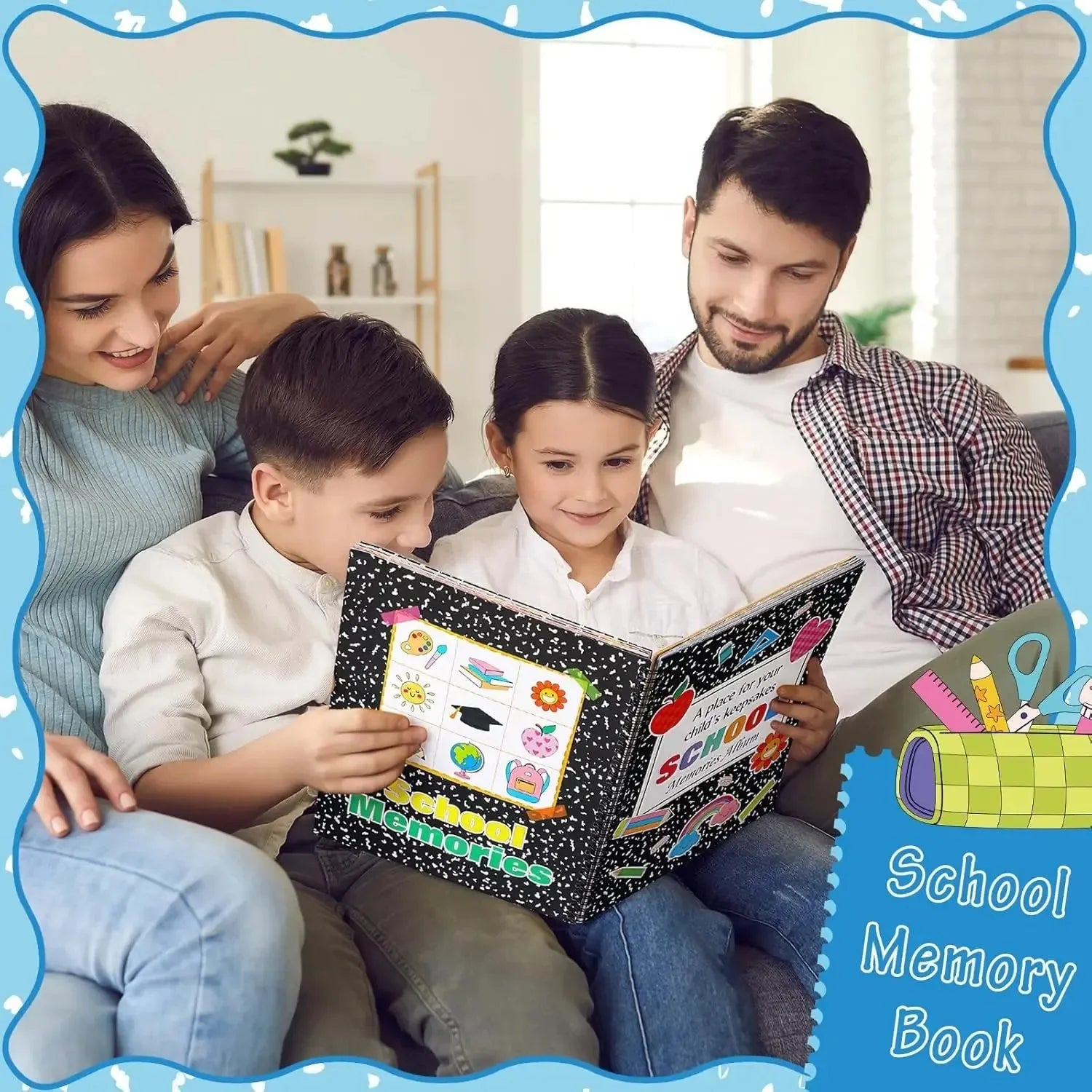 Kids' 13-Year School Memory Album with 14 Pockets and 34 Pages