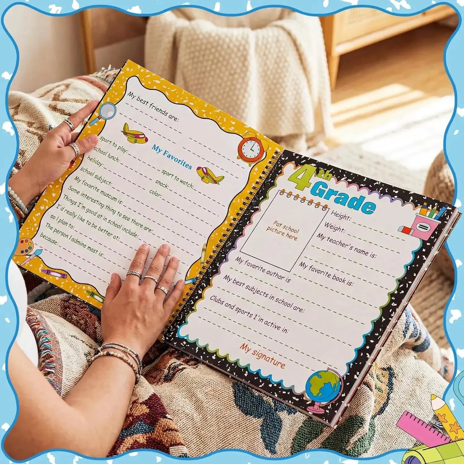 Kids' 13-Year School Memory Album with 14 Pockets and 34 Pages