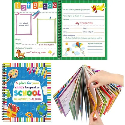 Kids' 13-Year School Memory Album with 14 Pockets and 34 Pages