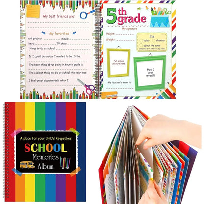 Kids' 13-Year School Memory Album with 14 Pockets and 34 Pages
