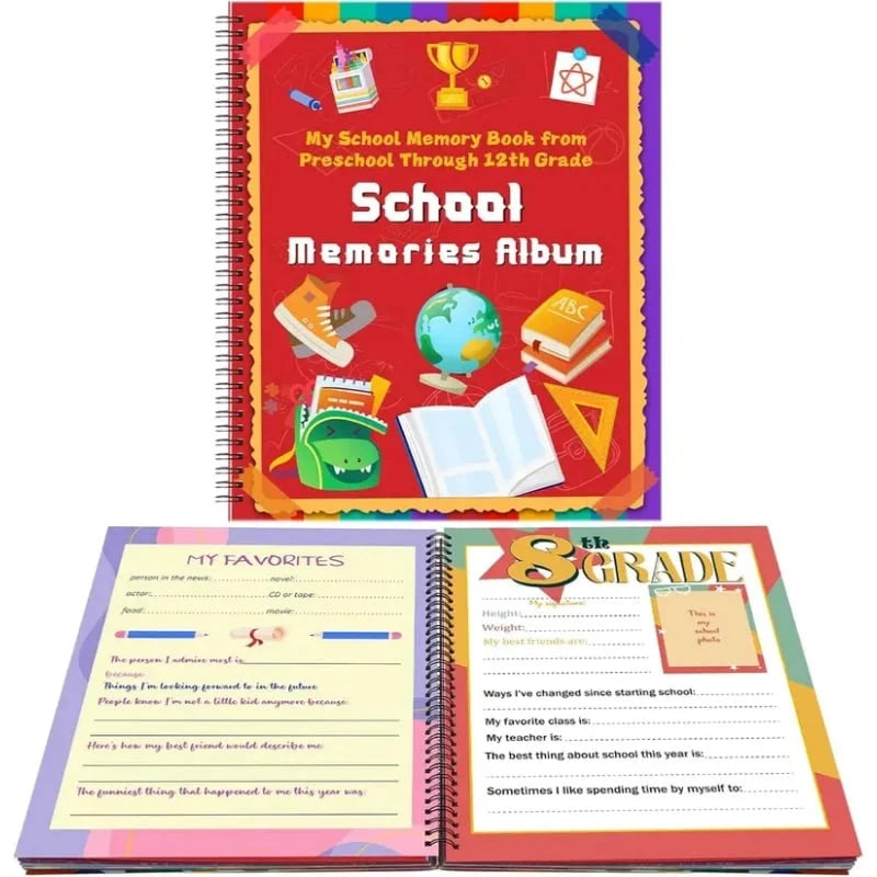 Kids' 13-Year School Memory Album with 14 Pockets and 34 Pages