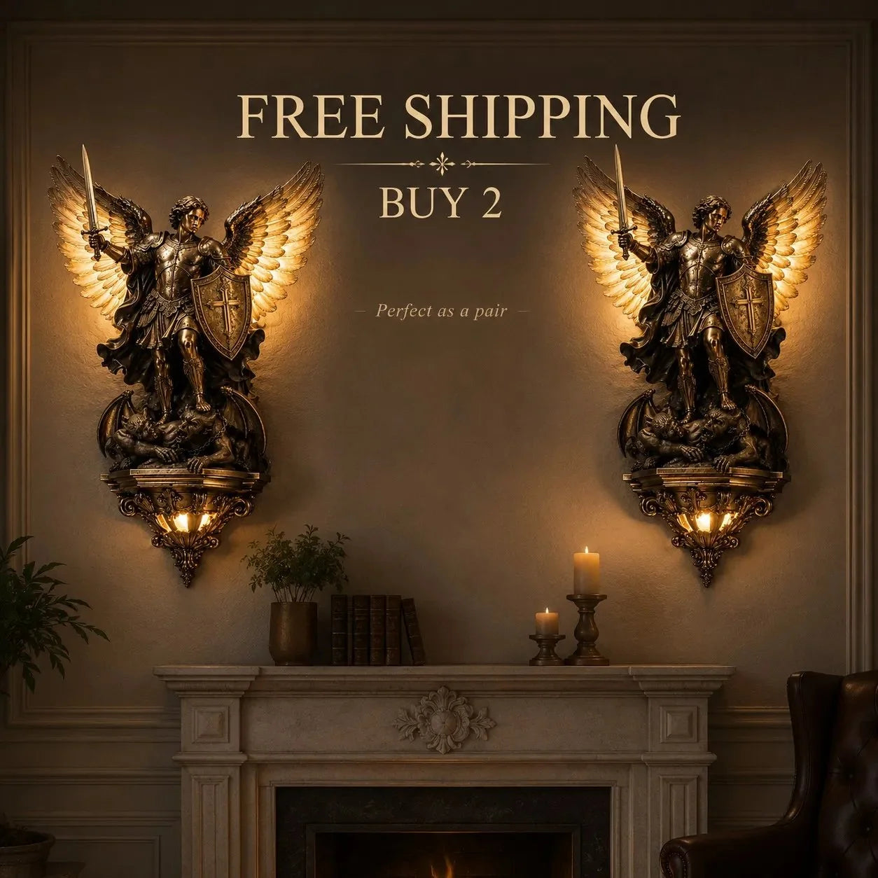 Convenient St. Michael Guardian Angel Wall Light for Everyday Setup