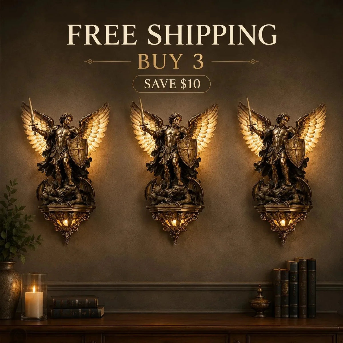 Convenient St. Michael Guardian Angel Wall Light for Everyday Setup