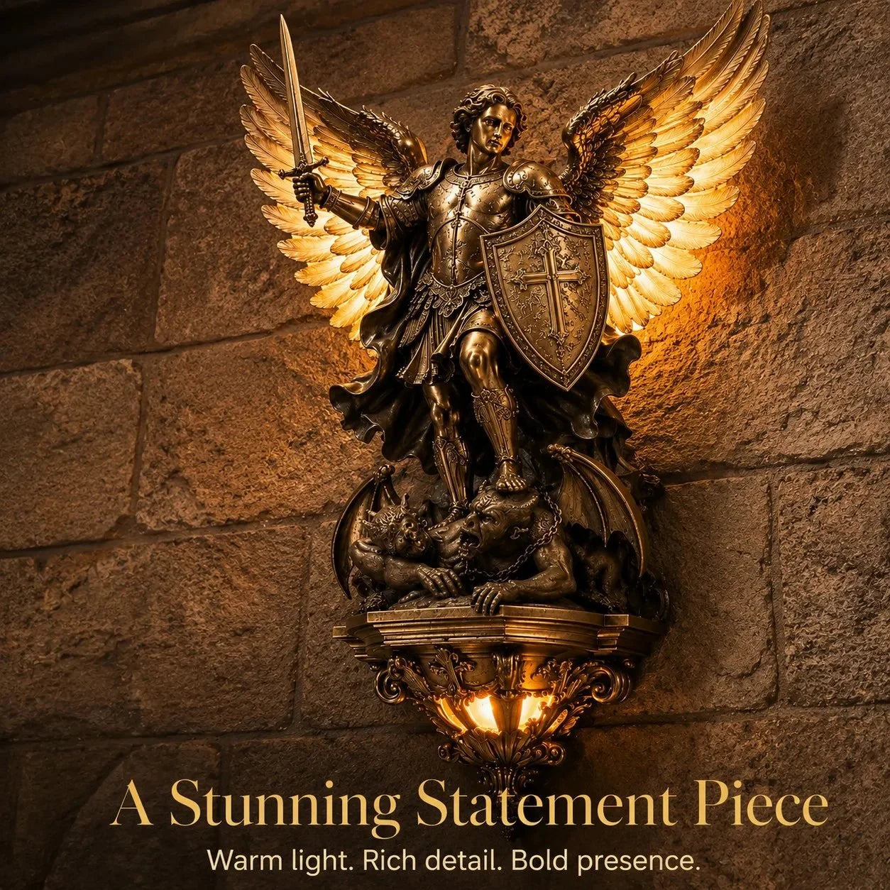 Convenient St. Michael Guardian Angel Wall Light for Everyday Setup