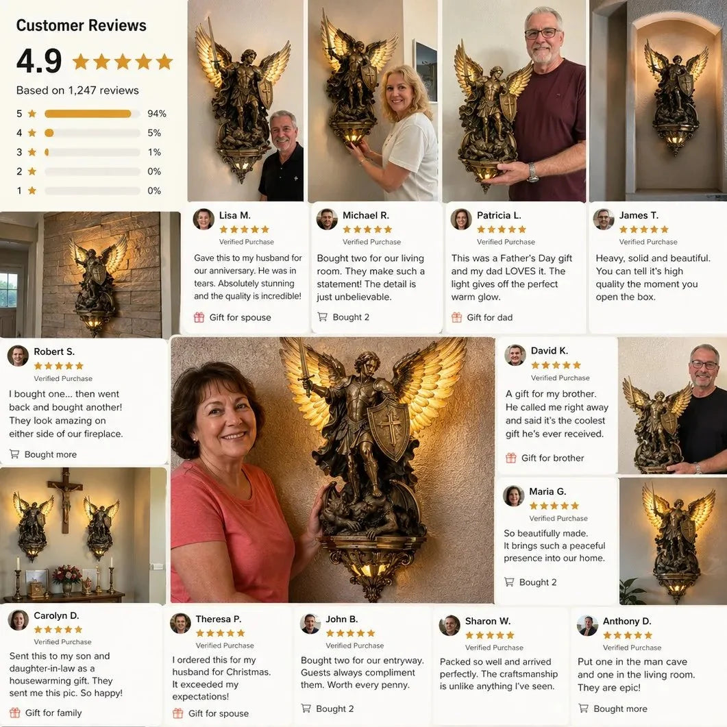 Convenient St. Michael Guardian Angel Wall Light for Everyday Setup