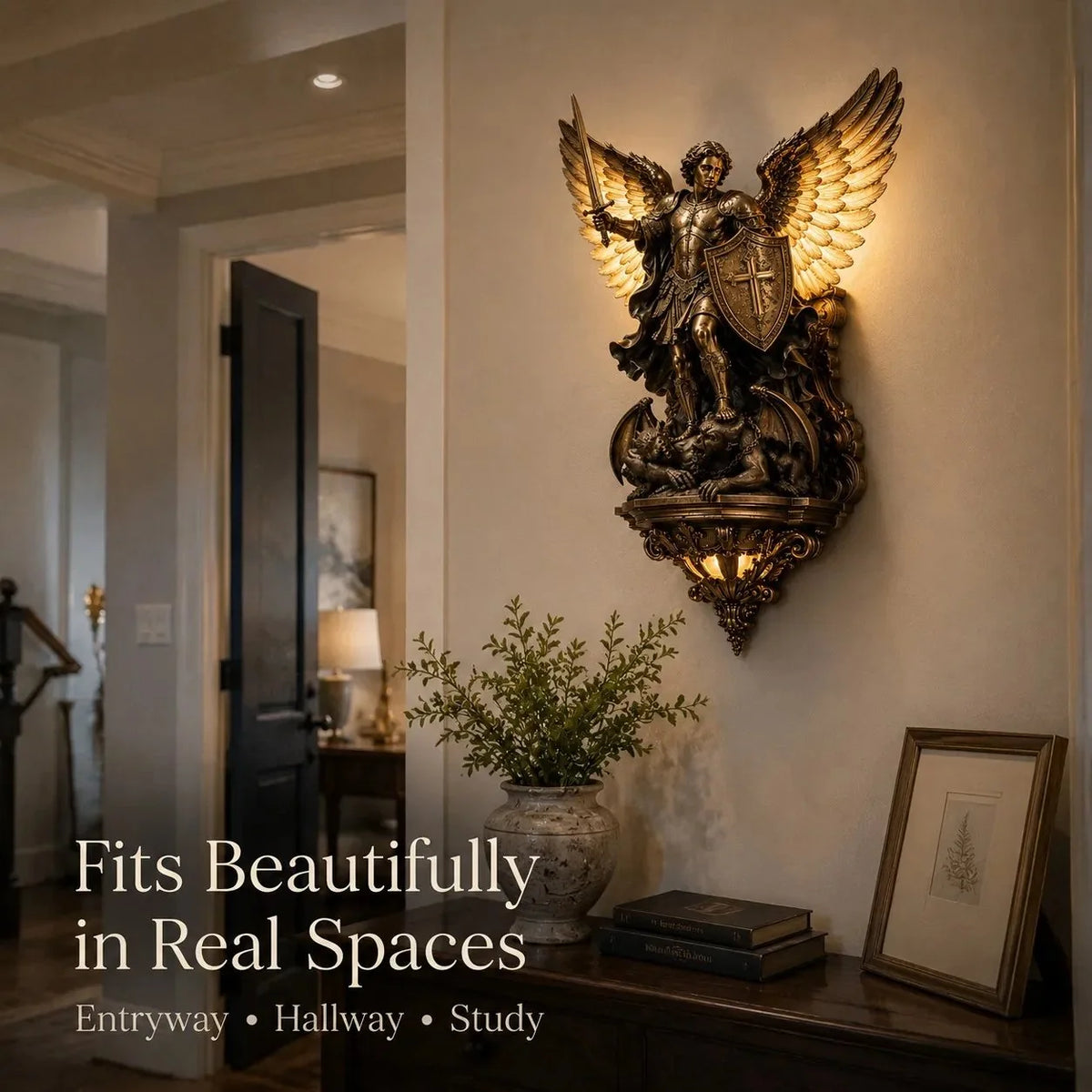 Convenient St. Michael Guardian Angel Wall Light for Everyday Setup
