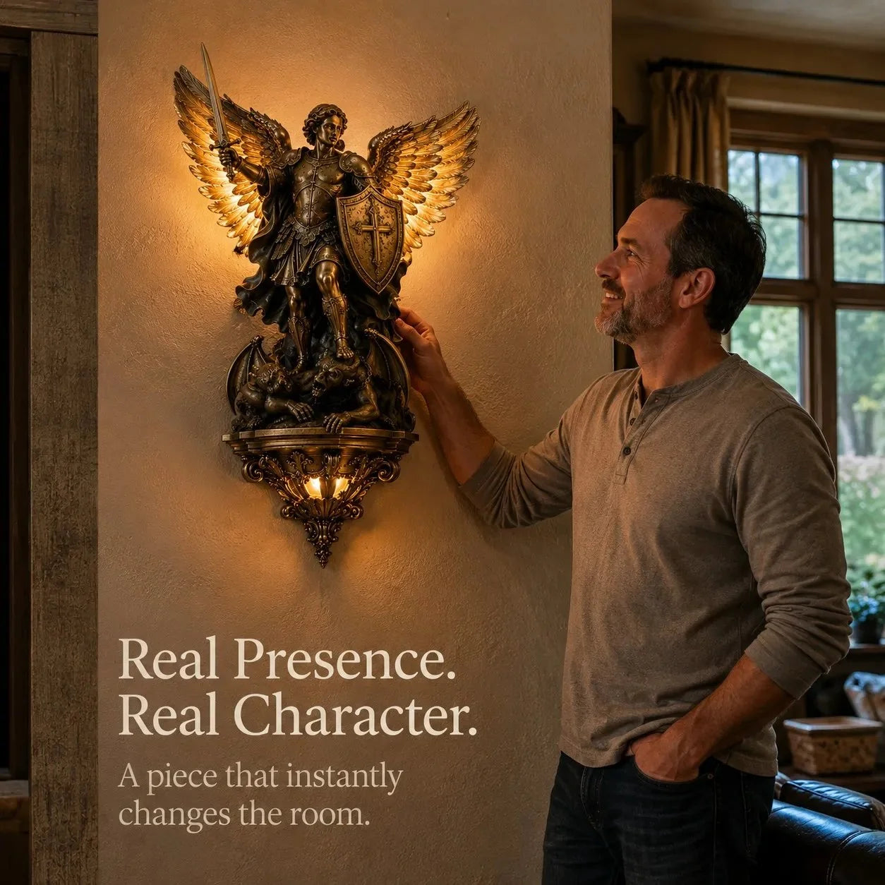 Convenient St. Michael Guardian Angel Wall Light for Everyday Setup